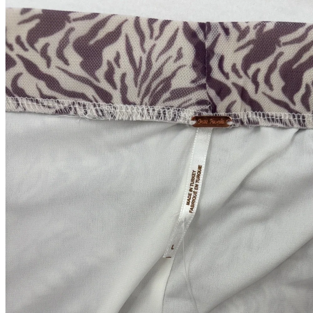 Free‎ People Zebra Mesh Mini Skirt Womens L Purple Ruched Ruffle Animal Print